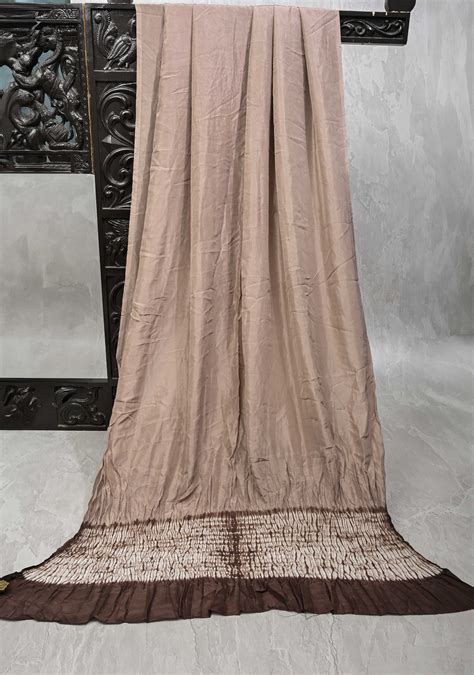 Taupe Shibori on Habutai silk Saree 60 gsm with Shibori for Arm | SILK ...