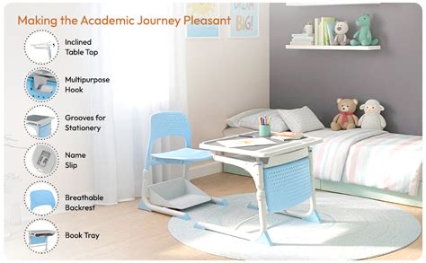 BONTON Berkeley Kids Premium Study Table & Chair Set for 4-10 Year Boy ...