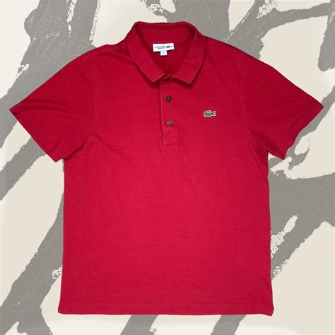 Lacoste polo shirt red men's medium M... - Depop