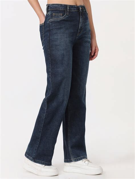 Buy Women Blue High-Rise Straight Fit Jeans | Kraus Jeans