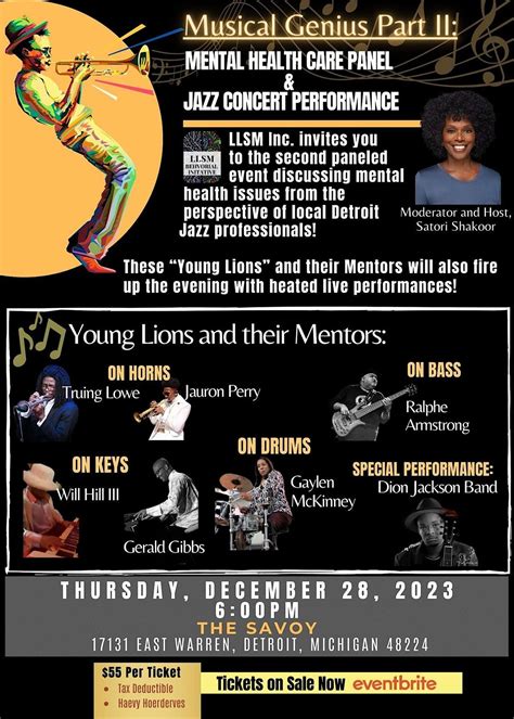 Musical Genius Part II: Mental Health Care Panel & Jazz Concert ...