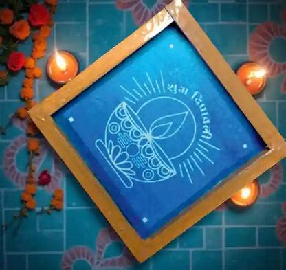 Rangly Diya Rangoli Stencil Wooden 5*5 Inches Pack of 1 piece