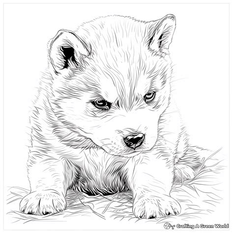 Printable Husky Puppy Coloring Pages