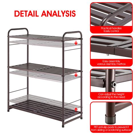 Simple Trending 3-Tier Stackable Shelving Unit Storage Rack, Expandable ...