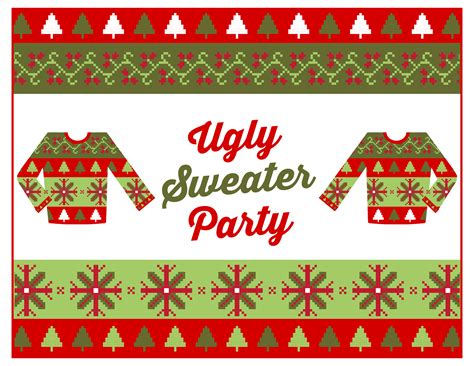 Free Printable Ugly Christmas Sweater Party Invitations