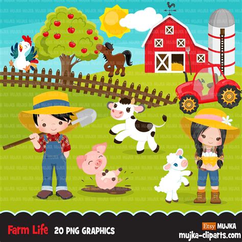 Farm Clip Art FARM ANIMALS Clipart, Farm Clipart, Commercial Use,