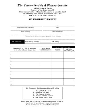 Fillable Online sec state ma Src records return sheet - Secretary of ...