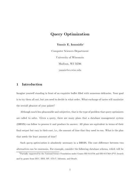 Image result for Query Optimization Outline