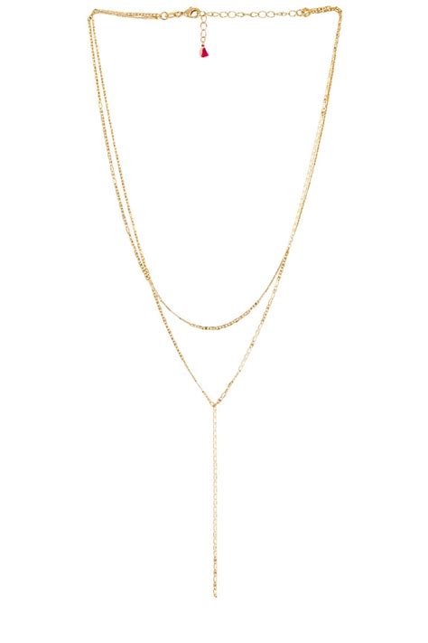 SHASHI Laila Lariat Necklace in Gold | REVOLVE