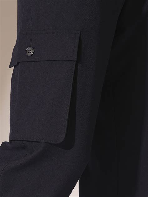 Buy Navy Blue Mid Rise Cargo Pants for Men Online
