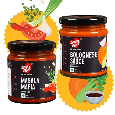 Saucy Affair Bolognese Tomato Sauce 180g With Masala Mafia Hot Chilli ...