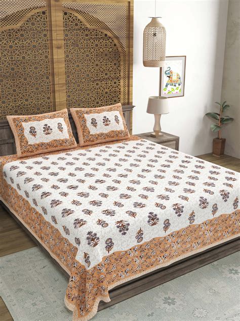 BLOCKS OF INDIA Hand Block Printed Cotton Super King Size Bedsheet(270 ...