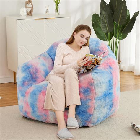 Bean Bag Chair with Filler, 32" D x 39" W x 28" H/41" D x 51" W x 33" H ...