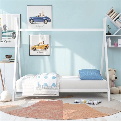 Isabelle & Max™ Twin Size Metal Floor Play House Bed With Slat | Wayfair