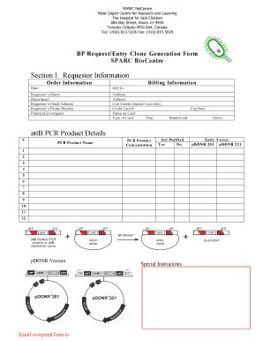 Fillable Online SPARC Entry Clone BP Request Form Fax Email Print ...