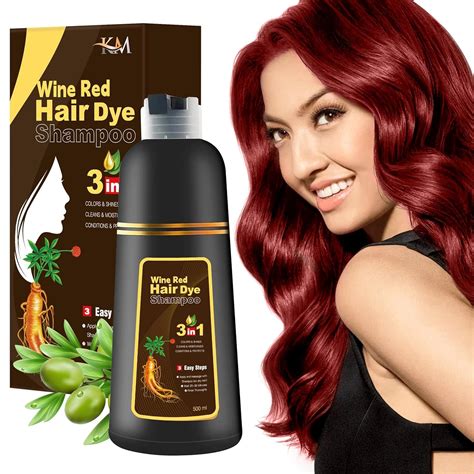 Amazon.com : Kilomets Wine Red Hair Dye Shampoo 3 in 1 for Women ...