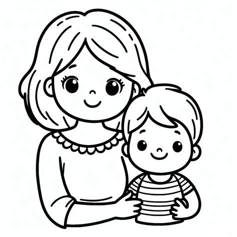 Painting of Mother and Son coloring page - Download, Print or Color Online for Free