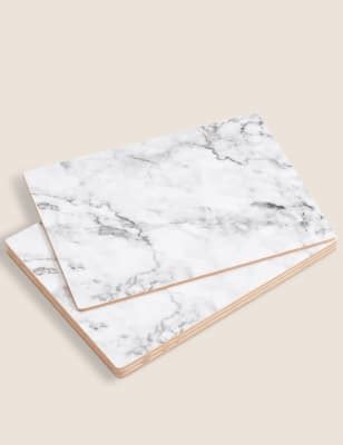 Set of 4 Marble Effect Placemats & 4 Coasters