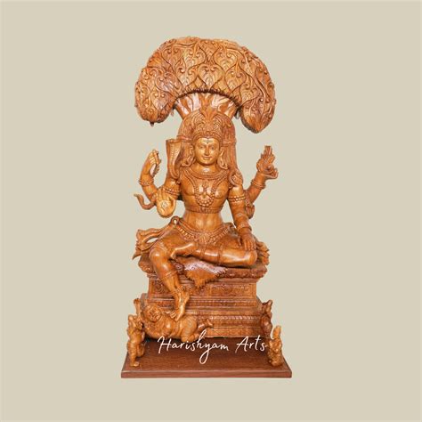 37" Large Wooden Dakshinamurthy Shiva Idol for Pooja Mandir