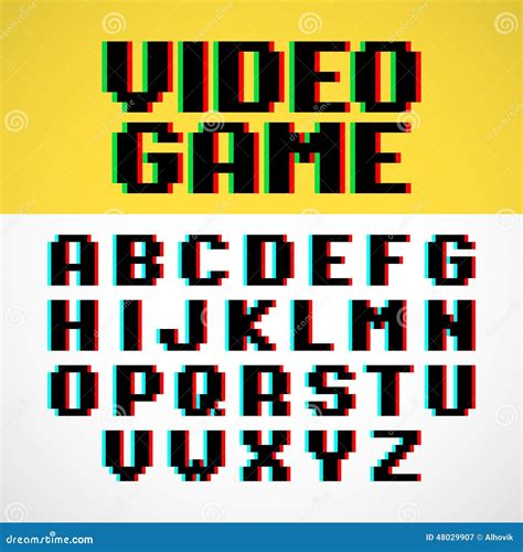 Video game pixel font stock vector. Illustration of language - 48029907