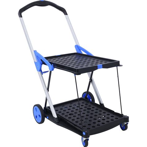 Yesurprise Collapsible Utility Cart, 2-Tier Folding Rolling Cart with ...