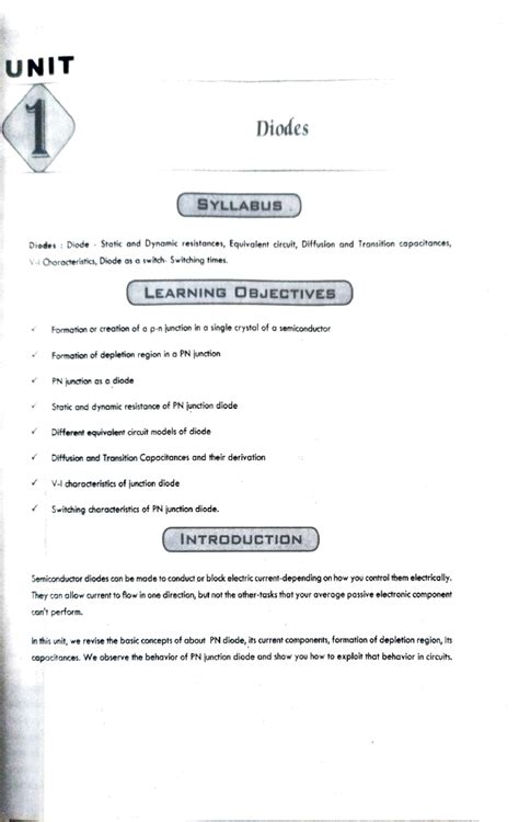 EDC Unit 1: Diodes - Static/Dynamic Resistances & Characteristics - Studocu