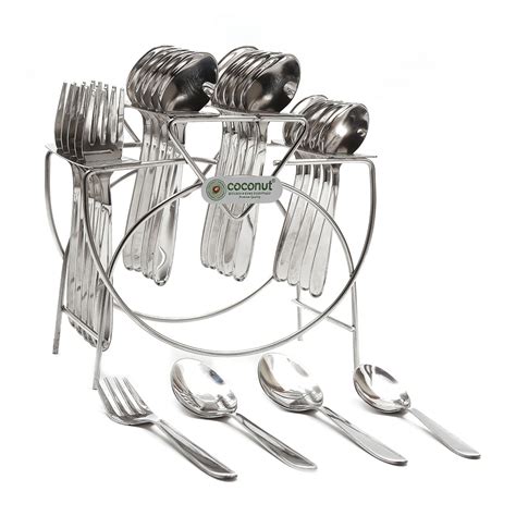 Coconut Stainless Steel Cutlery Set of 24, Contains Baby Spoons Set of ...