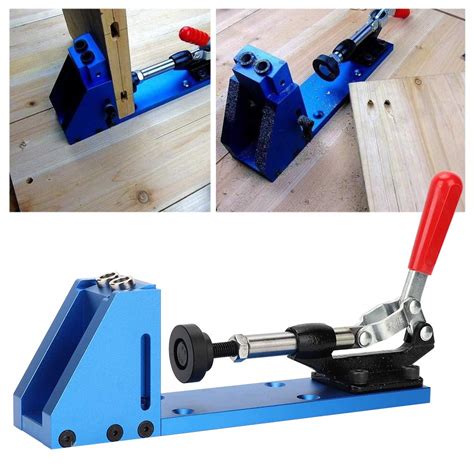 Buy Pocket Hole Jig Kit, 2 Hole Drill Guide Adjustable + Wooden Board ...