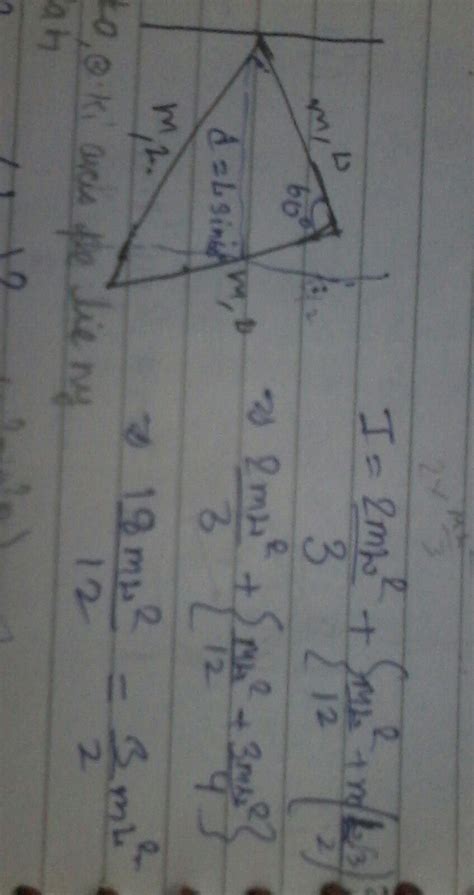 Three identical thin rods each of mass m and length l are joined to ...