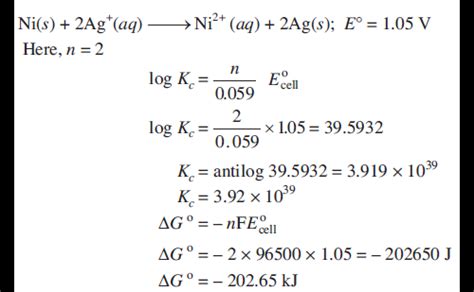 .determine the values of equilibrium constant (kc) and \u0394g\u00b0 ...