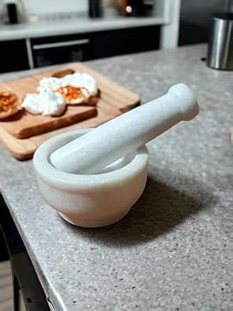 Krishna Products White Marble Mortar and Pestle Set as Kharal, Silbatta ...