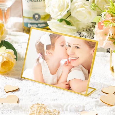 Buy 36 Pack Acrylic Sign Holder Gold Frame Table Numbers Slanted Back ...