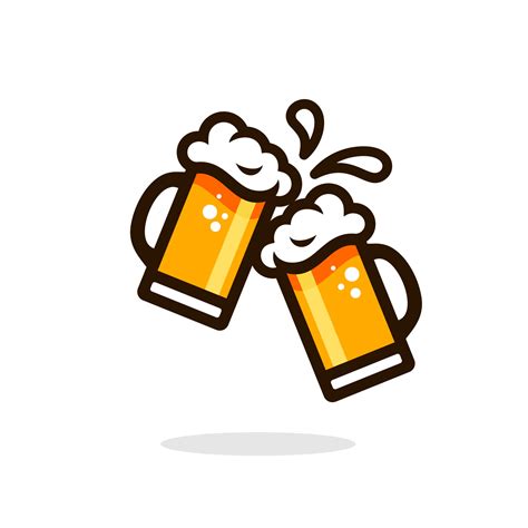 beer cheers vector. Two toasting beer mugs, Cheers. Clinking glass ...