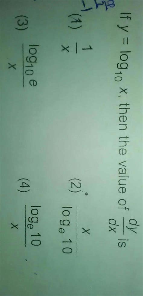 if Y is equal to LN X then the value of DY by DX is - Brainly.in