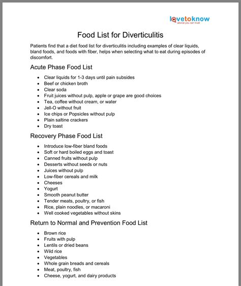 Printable Diverticulosis Diet Handout - Printable Calendars AT A GLANCE