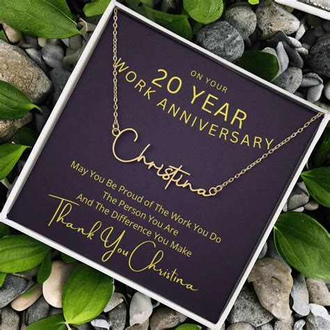 20 Year Work Anniversary Necklace for Women 20 Years of Service Gifts ...