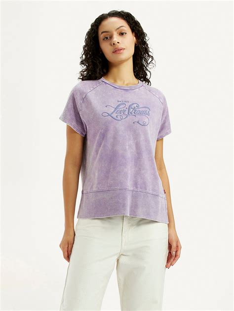 Women's Brand Logo Purple Relaxed Fit T-shirt – Levis India Store