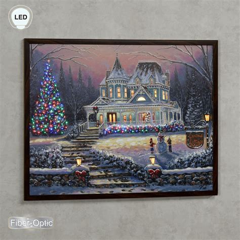 Robert Finale Christmas Cottage Framed Lighted Canvas Wall Art