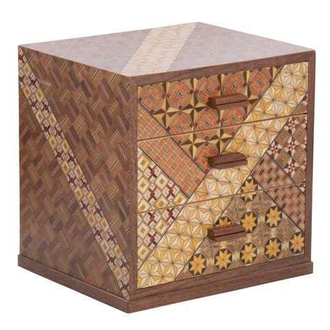 Buy Wooden Drawer Box with 3 Drawers and Yosegi pattern, online India ...