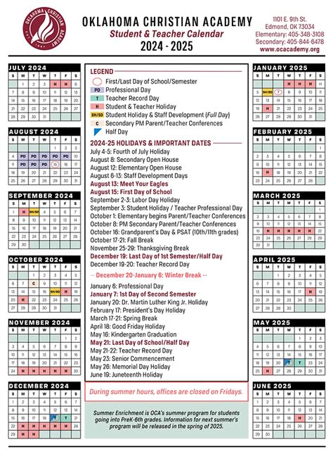 Academic Calendar | OCA