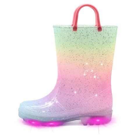 EUXTERPA Light Up Waterproof Rain Boots for Toddler-Girls, Easy Clean ...