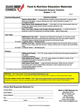 Fillable Online Food & Nutrition Education Materials Fax Email Print ...