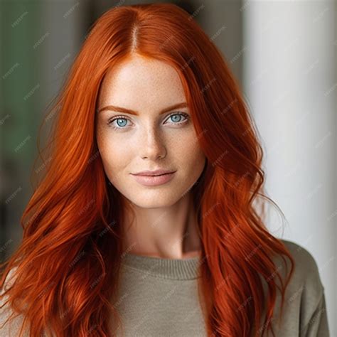 Premium AI Image | photo closeup portrait of curly redhead woman with ...