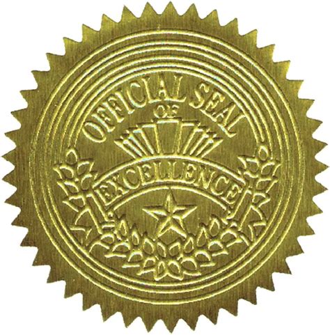Gold Foil Award Certificate Seals Embossed Official Excellence 2 Inch ...