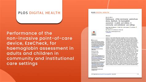 Performance of the non-invasive point-of-care device, EzeCheck, for ...