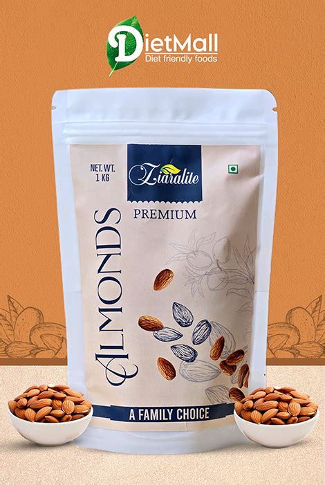 1Kg, Diet Mall's Ziaralite Premium California Almond