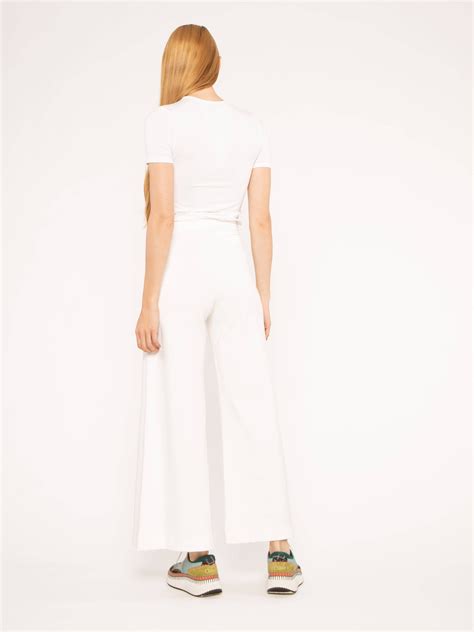 Off-White Ponte Knit Wide Leg Pant: Cropped | Ripley Rader