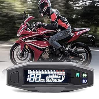 SECLUDE Universal Motorcycle Speedometer 6 Gear 12000 RPM Km/h MPH LCD ...