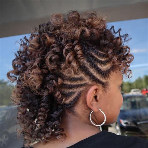 Curly Mohawk Hairstyle with Flat Twists | Braided mohawk hairstyles ...