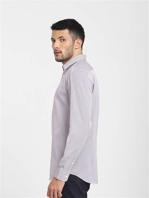 Buy Navy Blue Check Full Sleeves Formal Shirt for Men Online